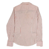 TOMMY HILFIGER Womens Red & White Striped Shirt S Button Cotton Classic Fit