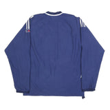 ADIDAS Mens Blue & White V-Neck Sweatshirt M Polyester Blend Sporty Pullover