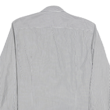 BOSS Mens White & Black Striped Shirt L Formal Cotton Blend Long Sleeve