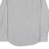 BOSS Mens White & Black Striped Shirt L Formal Cotton Blend Long Sleeve
