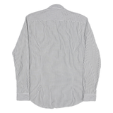 BOSS Mens White & Black Striped Shirt L Formal Cotton Blend Long Sleeve