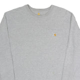 CARHARTT Mens Grey Long Sleeve Crew Neck Cotton Blend T-Shirt XL Workwear Casual