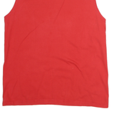 CHAMPION Mens Red Sleeveless Crew Neck Cotton T-Shirt M Logo Print