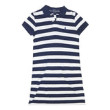 POLO RALPH LAUREN Womens Navy & White Striped Polo Dress Cotton Blend Short