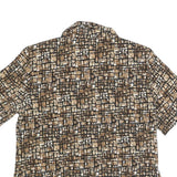 WORTHINGTON Womens Brown & Cream Printed Shirt Short Sleeve Collared M Polyester