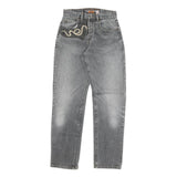 JOHNNY HALLYDAY Mens Grey Regular Fit Straight Denim Jeans W30 L33 Snake Print