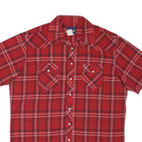 WRANGLER Mens Red Check Shirt L Short Sleeve Button Up Cotton Blend
