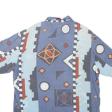 FARM FIRESIDE Mens Blue Patterned Cotton Blend Shirt L Casual Summer Style