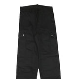 Mens Black Regular Fit Cotton Blend Cargo Style Trousers W29 L32 Functional