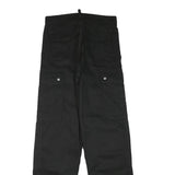 Mens Black Regular Fit Cotton Blend Cargo Style Trousers W29 L32 Functional
