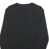 POLO RALPH LAUREN Mens Black Jumper Plain V-Neck Basic Knit S Cotton Pullover