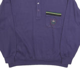 LA GRENOUILLE Mens Blue Polo Collar XL Sweatshirt Cotton Blend Pocket Detail