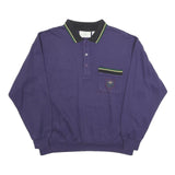 LA GRENOUILLE Mens Blue Polo Collar XL Sweatshirt Cotton Blend Pocket Detail