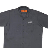 RED KAP Mens Black Workwear Button Shirt L Cotton Blend Short Sleeve