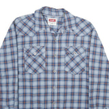 WRANGLER Mens Blue & Brown Checked Shirt M Cotton Blend Casual Western Work