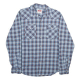 WRANGLER Mens Blue & Brown Checked Shirt M Cotton Blend Casual Western Work