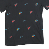 NIKE Mens Black Graphic T-Shirt S Short Sleeve Crew Neck All Over Print