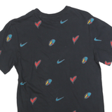 NIKE Mens Black Graphic T-Shirt S Short Sleeve Crew Neck All Over Print
