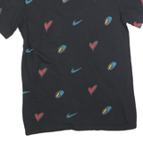 NIKE Mens Black Graphic T-Shirt S Short Sleeve Crew Neck All Over Print