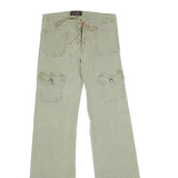 JOONI JOOLZ Womens Green Regular Flared Denim Light W26 L32 Drawstring Waist