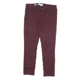 FAT FACE Womens Slim Skinny Cotton Blend Jeans Burgundy W30 L26 Zip Pockets