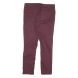 FAT FACE Womens Slim Skinny Cotton Blend Jeans Burgundy W30 L26 Zip Pockets