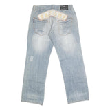 FA COUPE Mens Jeans Blue Regular Straight Denim Light W36 L32 Cotton Blend Zip