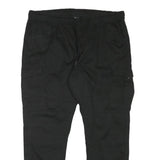 FSBN Mens Black Cotton Blend Relaxed Cargo Trousers W38 L28 Drawstring Casual