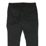 FSBN Mens Black Cotton Blend Relaxed Cargo Trousers W38 L28 Drawstring Casual