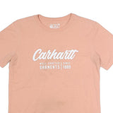 CARHARTT Womens Peach Pink Cotton Blend Graphic T-Shirt XS Short Sleeve Crew
