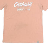 CARHARTT Womens Peach Pink Cotton Blend Graphic T-Shirt XS Short Sleeve Crew