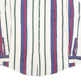 NAUTICA Mens White Green & Blue & Red Striped Shirt L Classic Cotton Casual