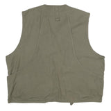 Mens Green Cotton Blend Utility Zip Vest 2XL Multi Pocket Casual Outdoor
