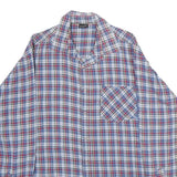 HANCO Mens Blue & Red Check Shirt L Cotton Long Sleeve Casual Button Up