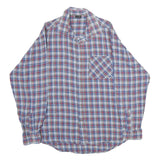 HANCO Mens Blue & Red Check Shirt L Cotton Long Sleeve Casual Button Up