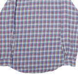 HANCO Mens Blue & Red Check Shirt L Cotton Long Sleeve Casual Button Up