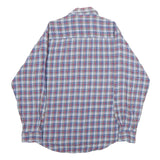 HANCO Mens Blue & Red Check Shirt L Cotton Long Sleeve Casual Button Up