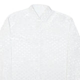 Mens White Printed Shirt Long Sleeve Collared XL Lightweight Shirt