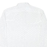 Mens White Printed Shirt Long Sleeve Collared XL Lightweight Shirt