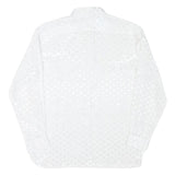 Mens White Printed Shirt Long Sleeve Collared XL Lightweight Shirt