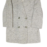 Womens Cream & Grey Plain Button Jacket S Polyester Blend Classic Comfort Style