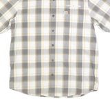 CARHARTT Mens Grey & Cream Check Shirt L Relaxed Fit Casual Cotton