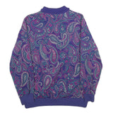 ALFRED DUNNER Womens Purple Paisley Pullover M Button Neck Elegant Sweatshirt