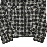 DEJA VU Womens Black & White Wool Blend Button Jacket XXS Check Tweed Classic