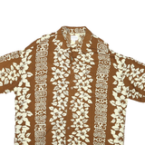 MISSION CANYON Mens Brown & Cream Hawaiian Shirt L Polyester Blend Tropical