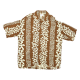 MISSION CANYON Mens Brown & Cream Hawaiian Shirt L Polyester Blend Tropical