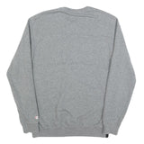 CHAMPION Mens Grey White & Black Logo Crew Neck M Cotton Blend Sweatshirt