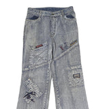 PRARIE Mens Regular Fit Denim Jeans Cotton Light W26 L28 Patchwork Zip