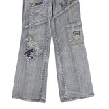 PRARIE Mens Regular Fit Denim Jeans Cotton Light W26 L28 Patchwork Zip