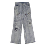 PRARIE Mens Regular Fit Denim Jeans Cotton Light W26 L28 Patchwork Zip